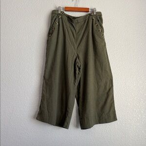 American Eagle Outfitters Olive Green Wide-Leg Capri Pants
